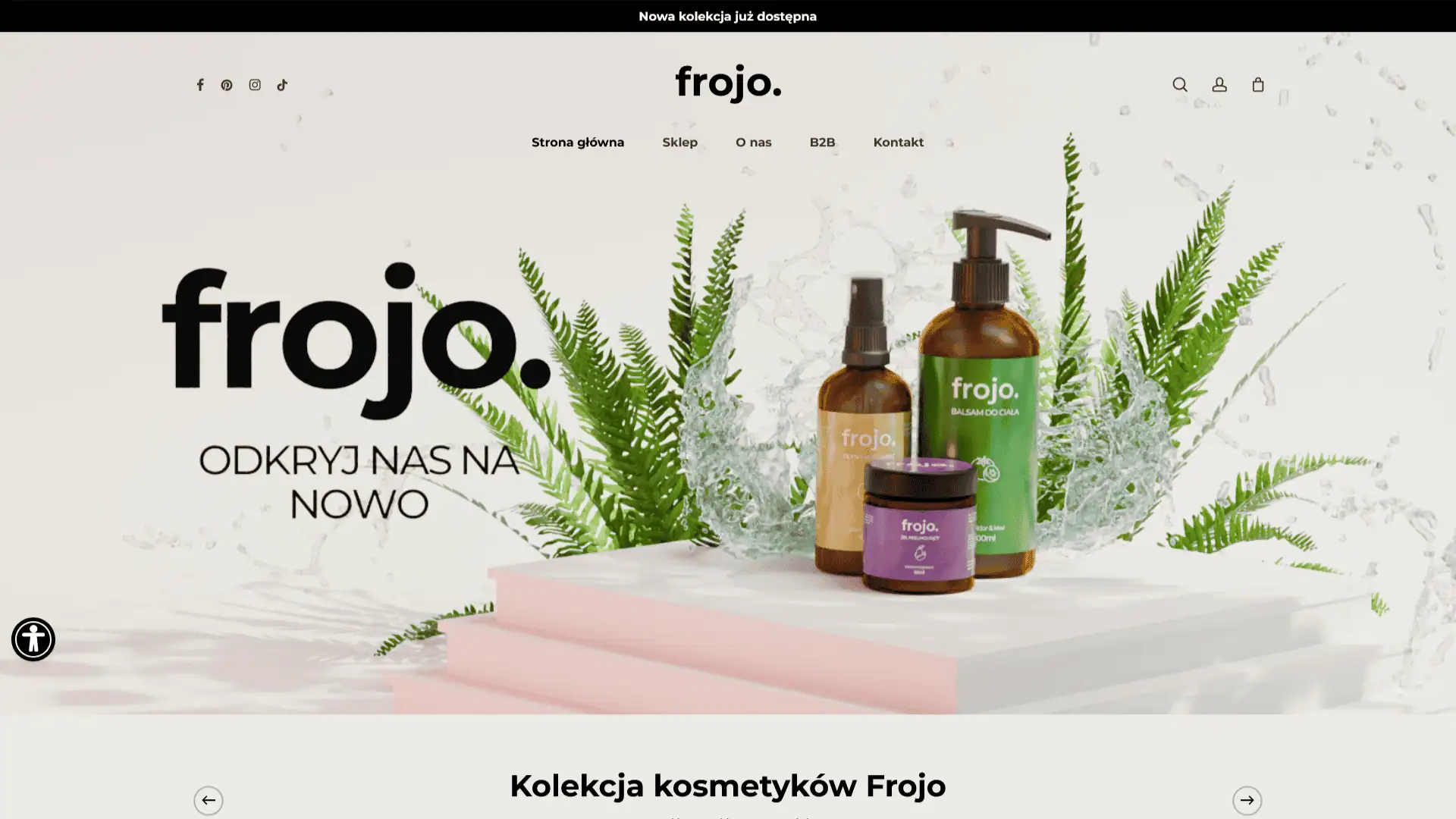 Nowy sklep internetowy 12 Strona główna sklepu Frojo z autorskim designem i ofertą kosmetyków